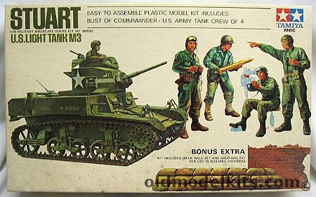 Tamiya 1/35 Stuart M3 Light Tank - With  Brick Wall Set / Sand Bag Set - Markings For USA (2 Tanks) / Britian / Canada, MM342 plastic model kit